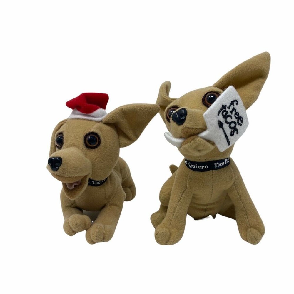 Yo Quiero Taco Bell Dog Chihuahua Plush Stuffed Animal Free Tacos Sign & Xmas - Picture 2 of 6